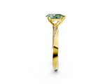 Yellow gold Fancy Green Pear Cut Diamond Engagement Ring with Side Stone Accents and Four-Prong Setting_62