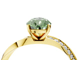 Yellow gold Fancy Green Pear Cut Diamond Engagement Ring with Side Stone Accents and Four-Prong Setting_64