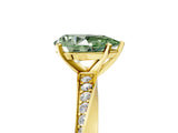Yellow gold Fancy Green Pear Cut Diamond Engagement Ring with Side Stone Accents and Four-Prong Setting_65