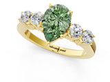 Yellow gold Fancy Green Pear  Cut Diamond Five-Stone Prong Set White Gold Ring_33
