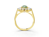 Yellow gold Fancy Green Pear Cut Diamond Floral Double Halo Engagement Ring with Prong Setting_27