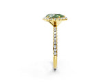 Yellow gold Fancy Green Pear  Cut Diamond Floral Halo Engagement Ring with Pavé Band and Prong Setting_38