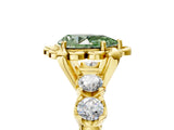 Yellow gold Fancy Green Pear  Cut Diamond Floral Halo Engagement Ring with Shared Prong Setting 5