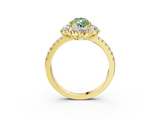 Yellow gold Fancy Green Pear  Cut Diamond Floral Halo Pave Band with Prong Setting_40