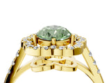 Yellow gold Fancy Green Pear Cut Diamond Floral Halo Split Shank Prong Setting Ring_16