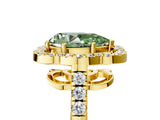 Yellow gold Fancy Green Pear Cut Diamond Floral Halo Split Shank Prong Setting Ring_17