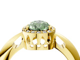 Yellow gold Fancy Green Pear  Cut Diamond Halo Engagement Ring with Split Shank and Four-Prong Setting_93