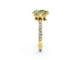 Yellow gold Fancy Green Pear Cut Diamond Halo Pave Band with Four-Prong Setting_5