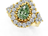 Yellow gold Fancy Green Pear Cut Diamond Halo Ring with Pavé Band and Four-Prong Setting_50