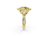 Yellow gold Fancy Green Pear Cut Diamond Halo Ring with Pavé Band and Four-Prong Setting_51