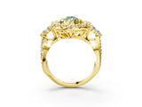 Yellow gold Fancy Green Pear Cut Diamond Halo Ring with Pavé Band and Four-Prong Setting_52