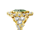 Yellow gold Fancy Green Pear Cut Diamond Halo Ring with Pavé Band and Four-Prong Setting_54