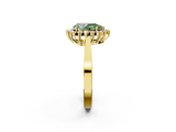 Yellow gold Fancy Green Pear  Cut Diamond Halo Ring with Round Brilliant Halo and Solitaire Band_87