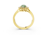Yellow gold Fancy Green Pear  Cut Diamond Halo Ring with Round Brilliant Halo and Solitaire Band_88