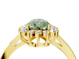 Yellow gold Fancy Green Pear  Cut Diamond Halo Ring with Round Brilliant Halo and Solitaire Band_89