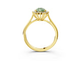 Yellow gold Fancy Green Pear  Cut Diamond Halo Ring with Solitaire Band and Prong Setting_56