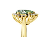 Yellow gold Fancy Green Pear  Cut Diamond Halo Ring with Solitaire Band and Prong Setting_58