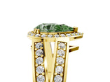 Yellow gold Fancy Green Pear Cut Diamond Halo Ring with Split Shank Pavé Band and Four-Prong Setting_5