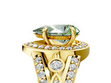 Yellow gold Fancy Green Pear Cut Diamond Halo Ring with Split Shank and Bezel Accents and Four-Prong Setting_5