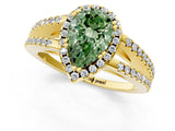 Yellow gold Fancy Green Pear Cut Diamond Halo Split Shank Engagement Ring_40