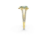 Yellow gold Fancy Green Pear Cut Diamond Halo Split Shank Engagement Ring_41