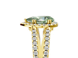 Yellow gold Fancy Green Pear Cut Diamond Halo Split Shank Engagement Ring_44