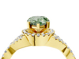 Yellow gold Fancy Green Pear Cut Diamond  Halo Twist Band Solitaire Prong Setting Ring_16