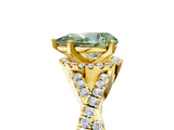 Yellow gold Fancy Green Pear Cut Diamond  Halo Twist Band Solitaire Prong Setting Ring_17