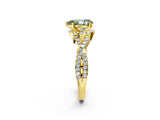Yellow gold Fancy Green Pear Cut Diamond  Halo Twist Band Solitaire Prong Setting Ring_44