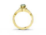 Yellow gold Fancy Green Pear Cut Diamond  Halo Twist Band Solitaire Prong Setting Ring_45