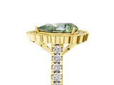 Yellow gold Fancy Green Pear  Cut Diamond Milgrain Floral Halo Engagement Ring with Pavé Band_20