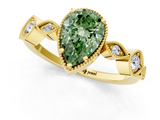 Yellow gold Fancy Green Pear  Cut Diamond Milgrain Marquise Band with Prong Setting_4