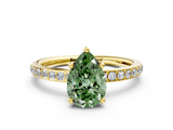 Yellow gold Fancy Green Pear  Cut Diamond Pavé Band Ring with Four-Prong Setting_23