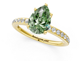 Yellow gold Fancy Green Pear  Cut Diamond Pavé Band Ring with Four-Prong Setting_24