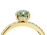 Yellow gold Fancy Green Pear  Cut Diamond Pavé Band Ring with Four-Prong Setting_27