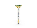 Yellow gold Fancy Green Pear Cut Diamond Pavé Band Solitaire Ring with Prong Setting_116