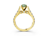 Yellow gold Fancy Green Pear  Cut Diamond Pavé Band Solitaire with Four-Prong Setting_18