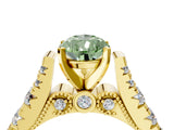 Yellow gold Fancy Green Pear  Cut Diamond Pavé Band Solitaire with Four-Prong Setting_19