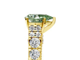 Yellow gold Fancy Green Pear  Cut Diamond Pavé Band Solitaire with Four-Prong Setting_20