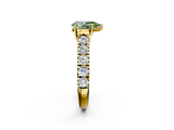 Yellow gold Fancy Green Pear  Cut Diamond Pavé Band Solitaire with Four-Prong Setting_5