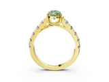 Yellow gold Fancy Green Pear  Cut Diamond Pavé Band Solitaire with Four-Prong Setting_6