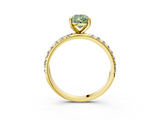 Yellow gold Fancy Green Pear  Cut Diamond Pavé Band Solitaire with Four-Prong Setting_6