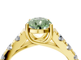 Yellow gold Fancy Green Pear  Cut Diamond Pavé Band Solitaire with Four-Prong Setting_7