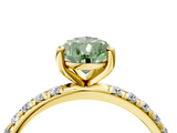 Yellow gold Fancy Green Pear  Cut Diamond Pavé Band Solitaire with Four-Prong Setting_7