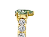 Yellow gold Fancy Green Pear  Cut Diamond Pavé Band Solitaire with Four-Prong Setting_8