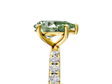 Yellow gold Fancy Green Pear  Cut Diamond Pavé Band Solitaire with Four-Prong Setting_8