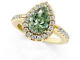 Yellow gold Fancy Green Pear Cut Diamond Pavé Halo Ring with Four-Prong Setting_36
