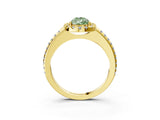 Yellow gold Fancy Green Pear Cut Diamond Pavé Halo Ring with Four-Prong Setting_38