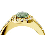 Yellow gold Fancy Green Pear Cut Diamond Pavé Halo Ring with Four-Prong Setting_39