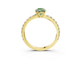 Yellow gold Fancy Green Pear Cut Diamond Pavé Solitaire Engagement Ring with Four-Prong Setting_88